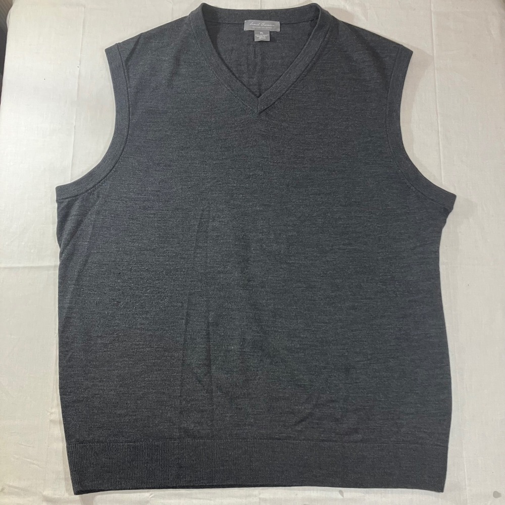 Daniel Cremieux Signature Extra Fine Merino Wool V-Neck Sweater Vest Gray XL